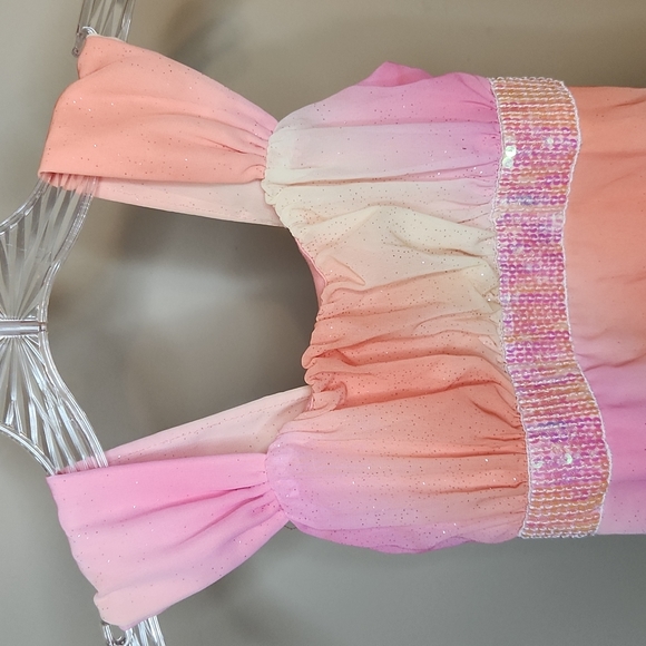 Holiday Editions Girls Sleeveless Dress Sparkles Sequins 6-6x Tie Back - Picture 3 of 8